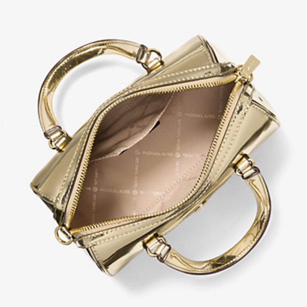 MICHAEL KORS Jet Set Small Metallic Convertible Crossbody Duffle Xbody Bag 
Pale - Picture 2 of 16